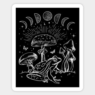 Frog Under Mushroom Moon, Dark Academia Cottagecore Toad and Butterfly, Froggy Gift for Youth Girls Magnet